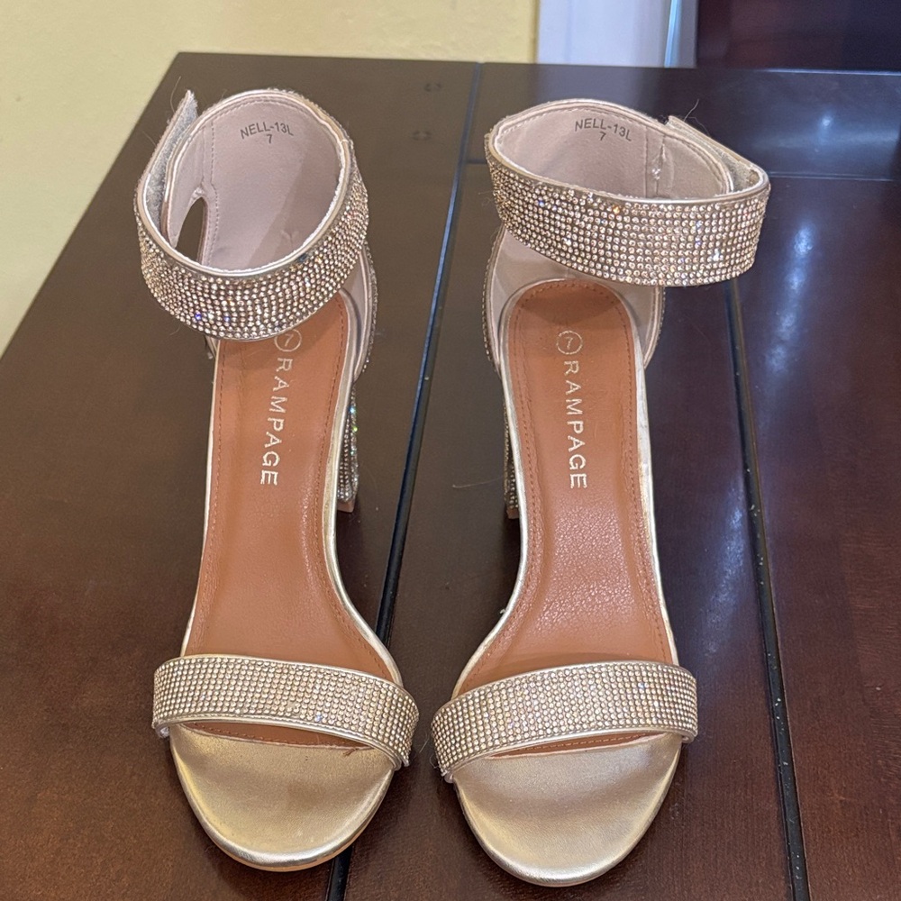 Rampage Gold Embellished Heels